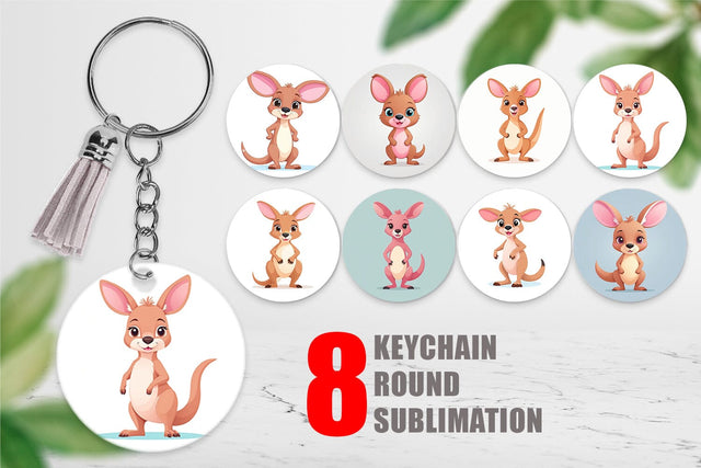Keychain Pink Kangaroo Valentine Sublimation artnoy 