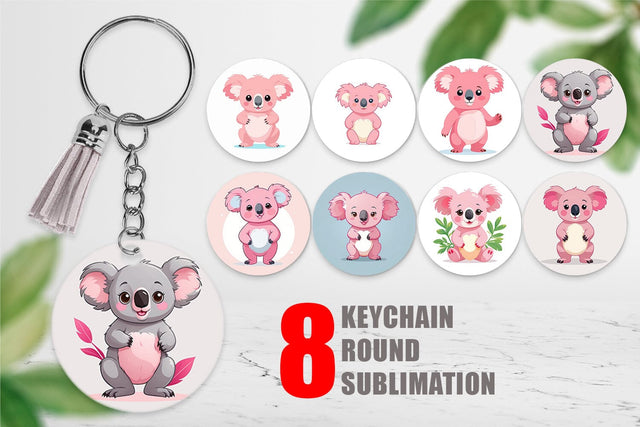 Keychain Pink Koala Valentine Sublimation artnoy 
