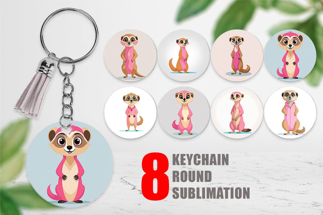 Keychain Pink Meerkat Valentine Sublimation artnoy 
