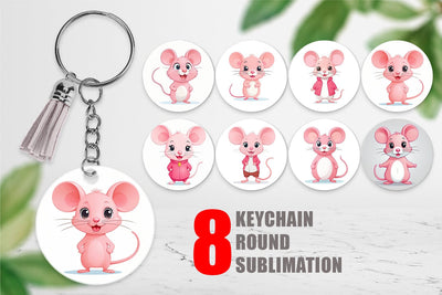 Keychain Pink Mouse Valentine Sublimation artnoy 