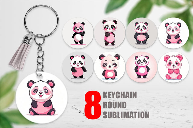 Keychain Pink Panda Valentine Sublimation artnoy 