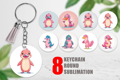 Keychain Pink Platypus Valentine Sublimation artnoy 
