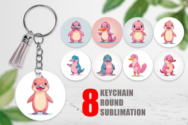 Keychain Pink Platypus Valentine Sublimation artnoy 