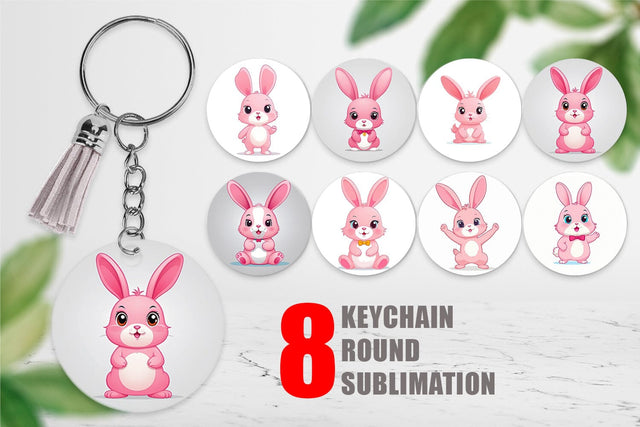 Keychain Pink Rabbit Valentine Sublimation artnoy 