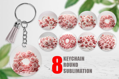 Keychain Pink Roses Flower Sublimation artnoy 