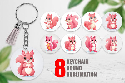 Keychain Pink Squirrel Valentine Sublimation artnoy 