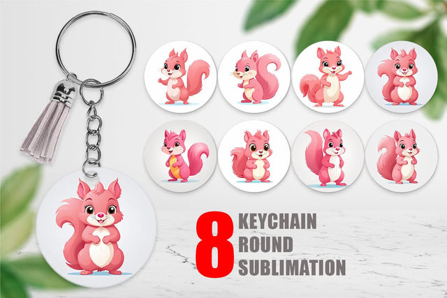 Keychain Pink Squirrel Valentine Sublimation artnoy 
