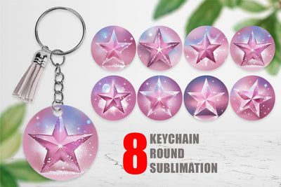 Keychain Pink Stars Sublimation artnoy 