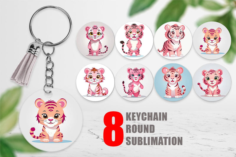 Keychain Pink Tiger Valentine Sublimation artnoy 