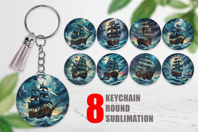 Keychain Pirate Ship Sublimation artnoy 