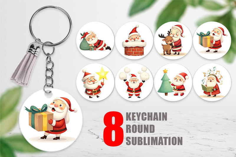 Keychain Playful Christmas Santa Sublimation artnoy 