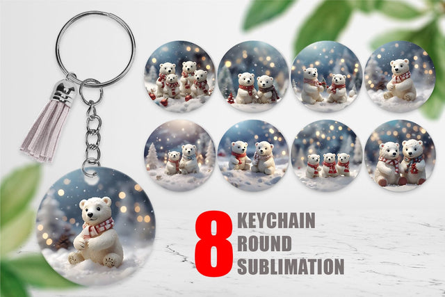 Keychain Polar Bears Christmas Sublimation artnoy 