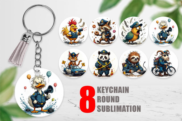 Keychain Police Chaos Critters Sublimation artnoy 