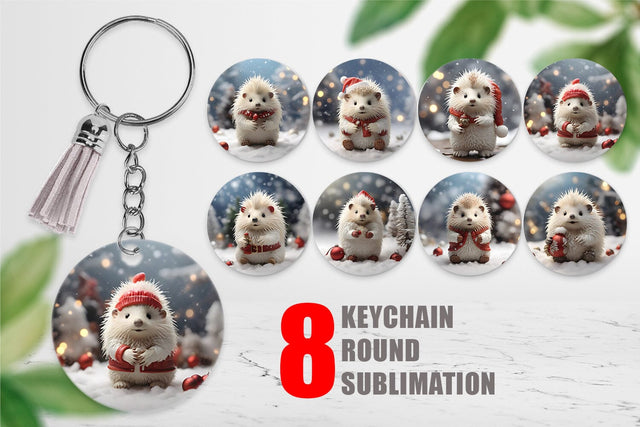 Keychain Porcupine Christmas Sublimation artnoy 