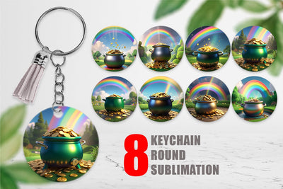 Keychain Pot of Gold Patrick's Day Sublimation artnoy 