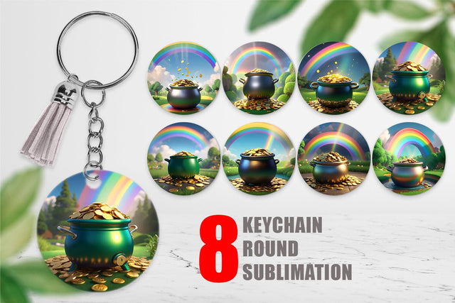 Keychain Pot of Gold Patrick's Day Sublimation artnoy 