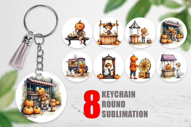 Keychain Pumpkin Market Adventure Sublimation artnoy 