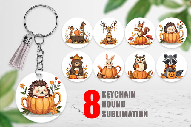 Keychain Pumpkin Tea Animals Sublimation artnoy 