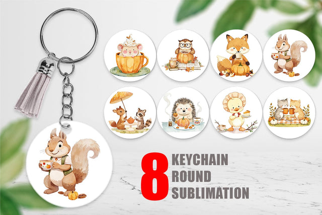 Keychain Pumpkin Tea Animals Sublimation artnoy 