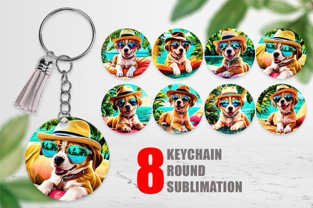 Keychain Puppies in Summer Sublimation artnoy 
