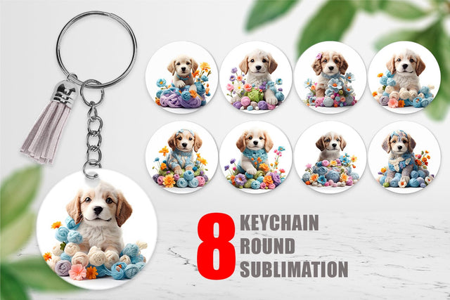 Keychain Puppy Easter Embroidery Sublimation artnoy 