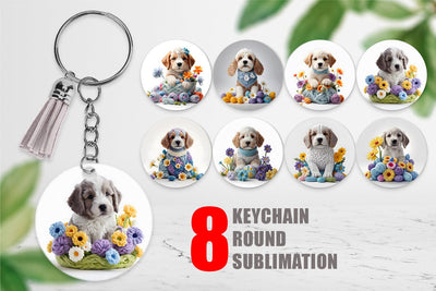 Keychain Puppy Easter Embroidery Sublimation artnoy 