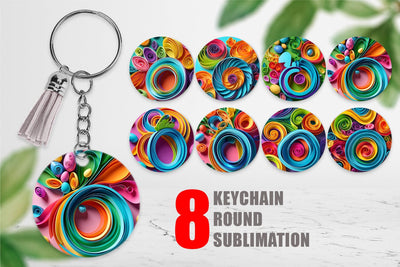 Keychain Quilling Paper Colorful Sublimation artnoy 