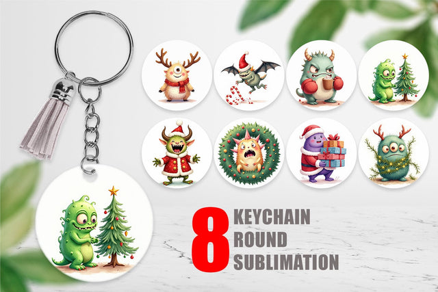 Keychain Quirky Monster Christmas Sublimation artnoy 