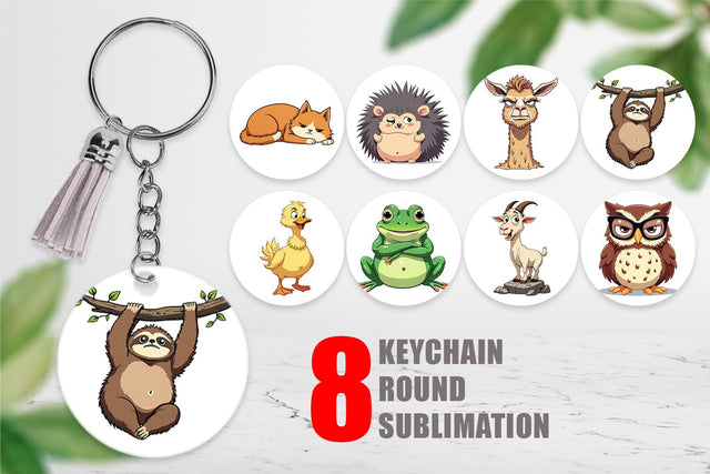 Keychain Quirky Sarcastic Animals Sublimation artnoy 