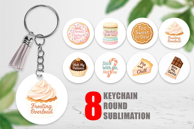 Keychain Quotes Watercolor Christmas Dessert Drama Sublimation artnoy 
