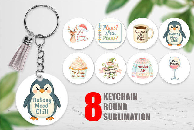 Keychain Quotes Watercolor Christmas Survival Kit Sublimation artnoy 