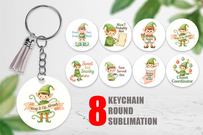 Keychain Quotes Watercolor Elf Antics and Sarcasm Sublimation artnoy 