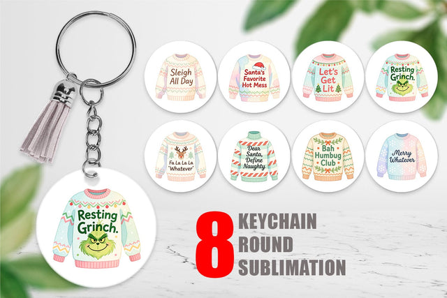 Keychain Quotes Watercolor Ugly Sweater Sass Sublimation artnoy 