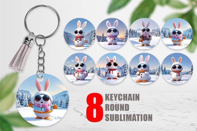 Keychain Rabbit Christmas Sublimation artnoy 
