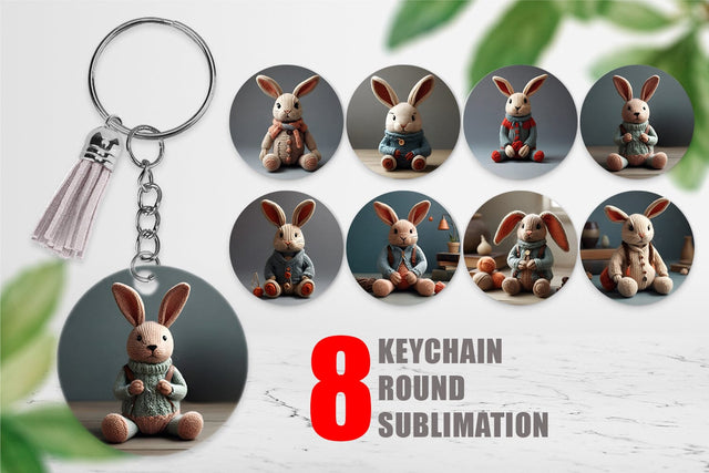 Keychain Rabbit Embroidery Sublimation artnoy 
