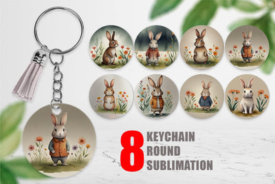Keychain Rabbit illustration Sublimation artnoy 