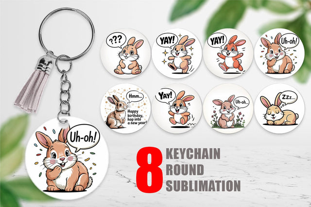 Keychain Rabbit Mood Sublimation artnoy 