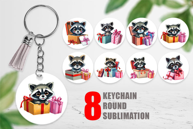 Keychain Raccoon Gift Sublimation artnoy 