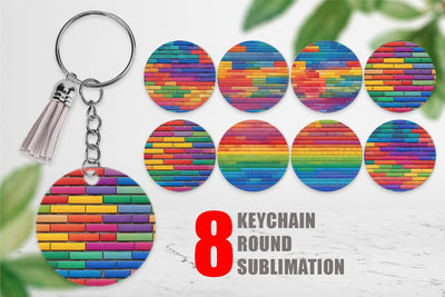 Keychain Rainbow Brick Texture Sublimation artnoy 