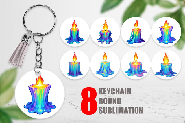 Keychain Rainbow Fire Candle Sublimation artnoy 
