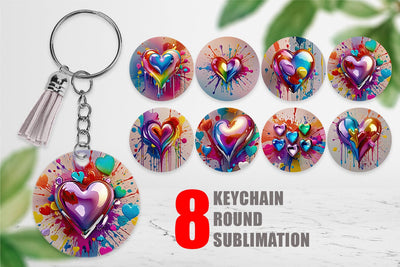 Keychain Rainbow Hearts Sublimation artnoy 