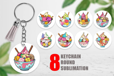 Keychain Rainbow Ice Cream Sublimation artnoy 