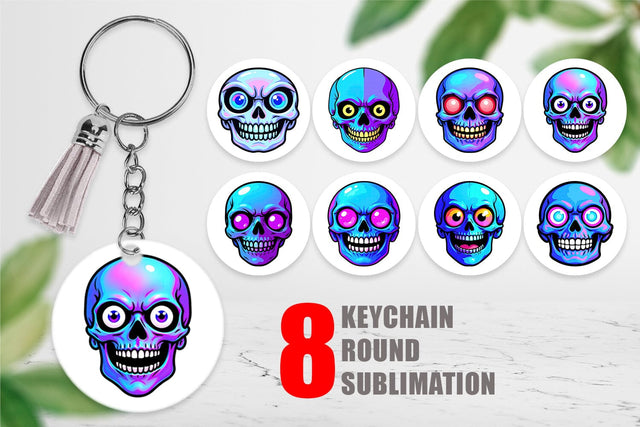 Keychain Rainbow Skull Smirk Sublimation artnoy 