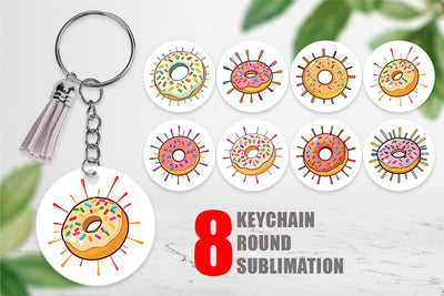 Keychain Rainbow Sprinkle Donut Sublimation artnoy 