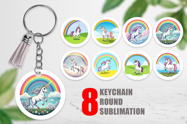Keychain Rainbow Unicorn Sublimation artnoy 