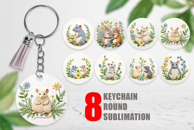Keychain Rat Embroidery Sublimation artnoy 