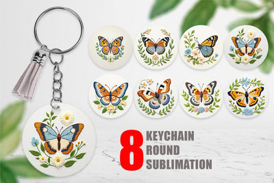 Keychain Red Admiral Butterfly Sublimation artnoy 