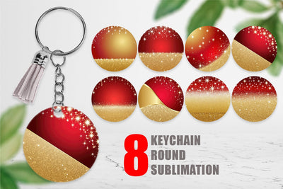 Keychain Red and Gold Glitter Sublimation artnoy 