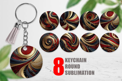 Keychain Red and Gold Swirl Sublimation artnoy 