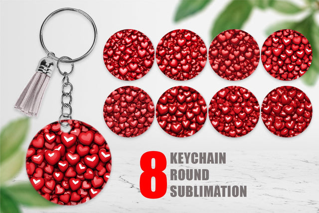 Keychain Red Heart Background Sublimation artnoy 